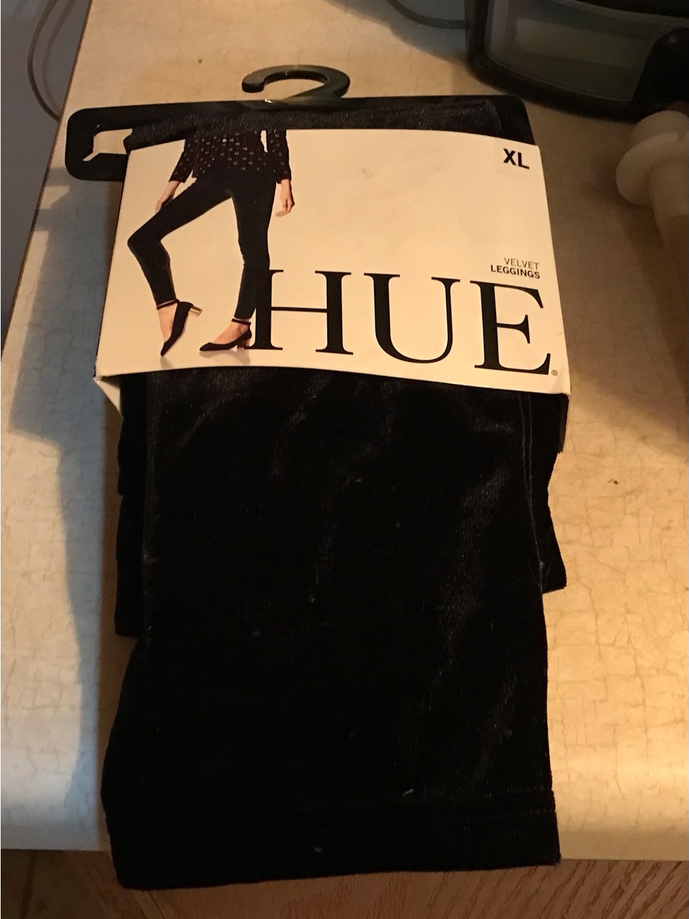HUE Black Velvet Leggings for Women